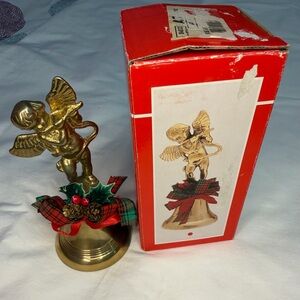 Vintage Brass Angel Bell The Connoisseur Collection AMC NY Taiwan Flute Xmas